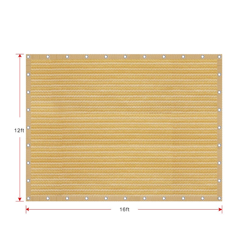 Shatex 90% Shade Fabric 12x 16ft Sun Shade Cloth Taped Edge with Grommets Sun-Block Mesh Shade for Pergola Cover Canopy Wheat, 12 Bungee Balls - Image 3